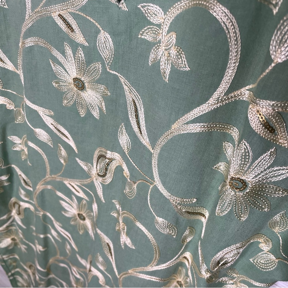 Sage Green Embroidered Kurti Tunic - Picture 3 of 4